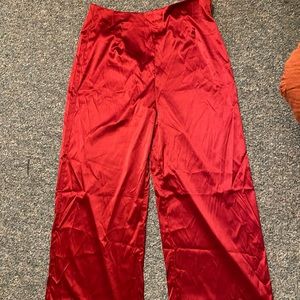Red silk pants
